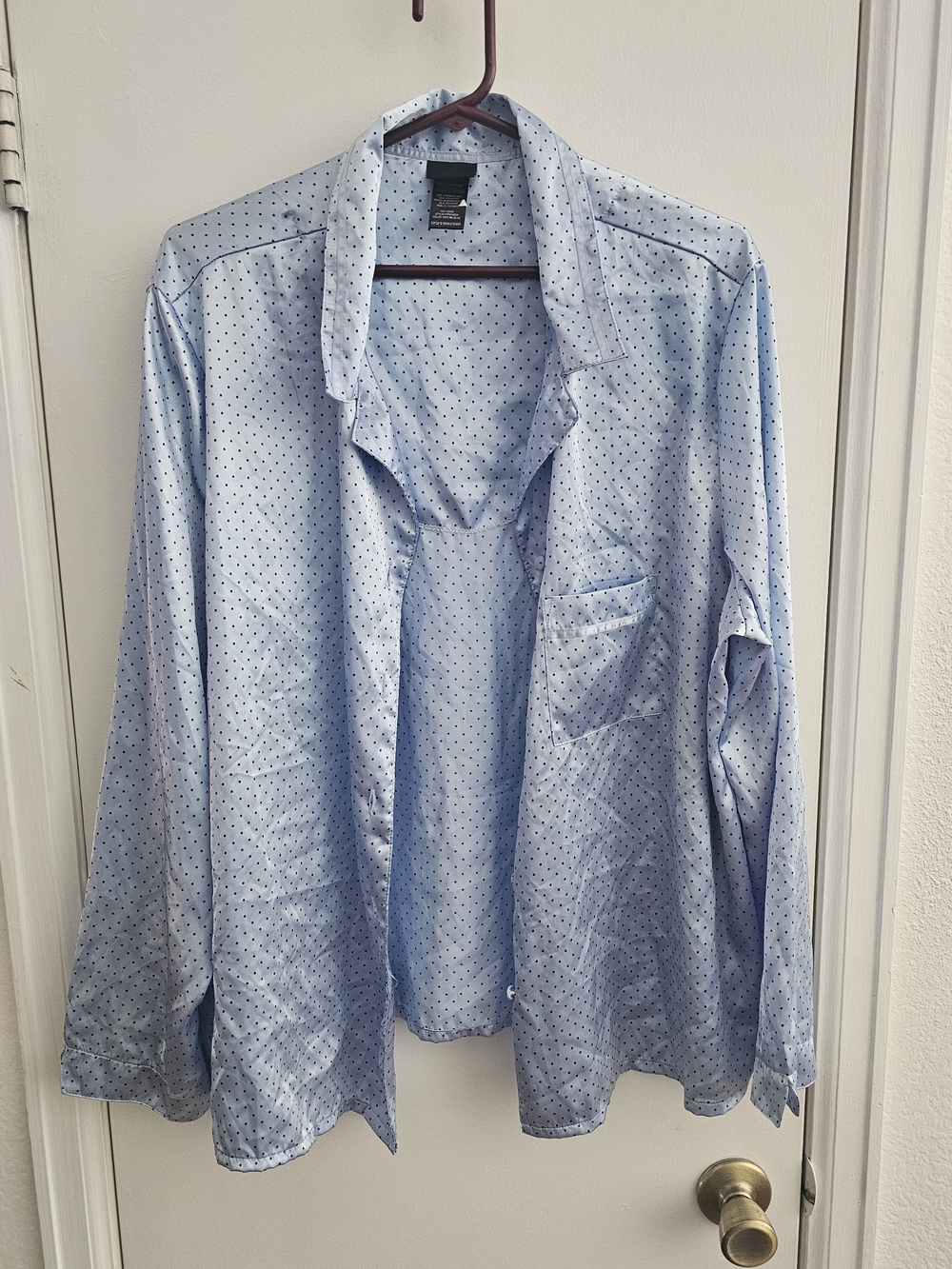 Secretreasures Light Blue Women's Button-Up Shirt with Micro Dot Pattern
